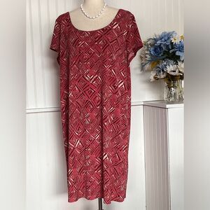 Scooped Neckline Short-SLeeve Mauve & Pink Dress